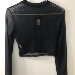 Black Mesh Crop Top